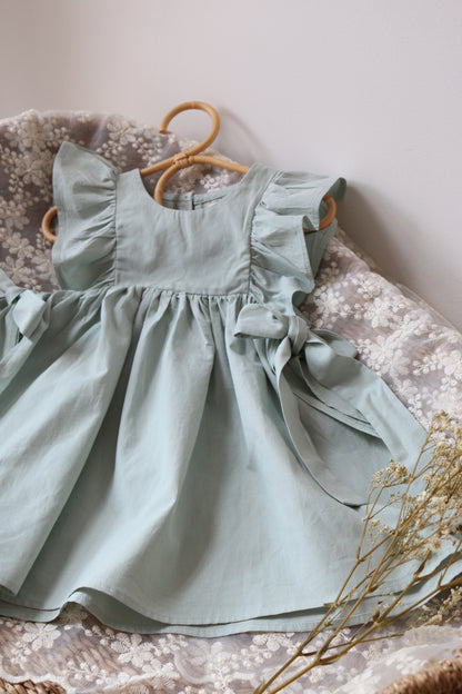 SOFT COTTON RUFFLE PINAFORE | DUCK EGG