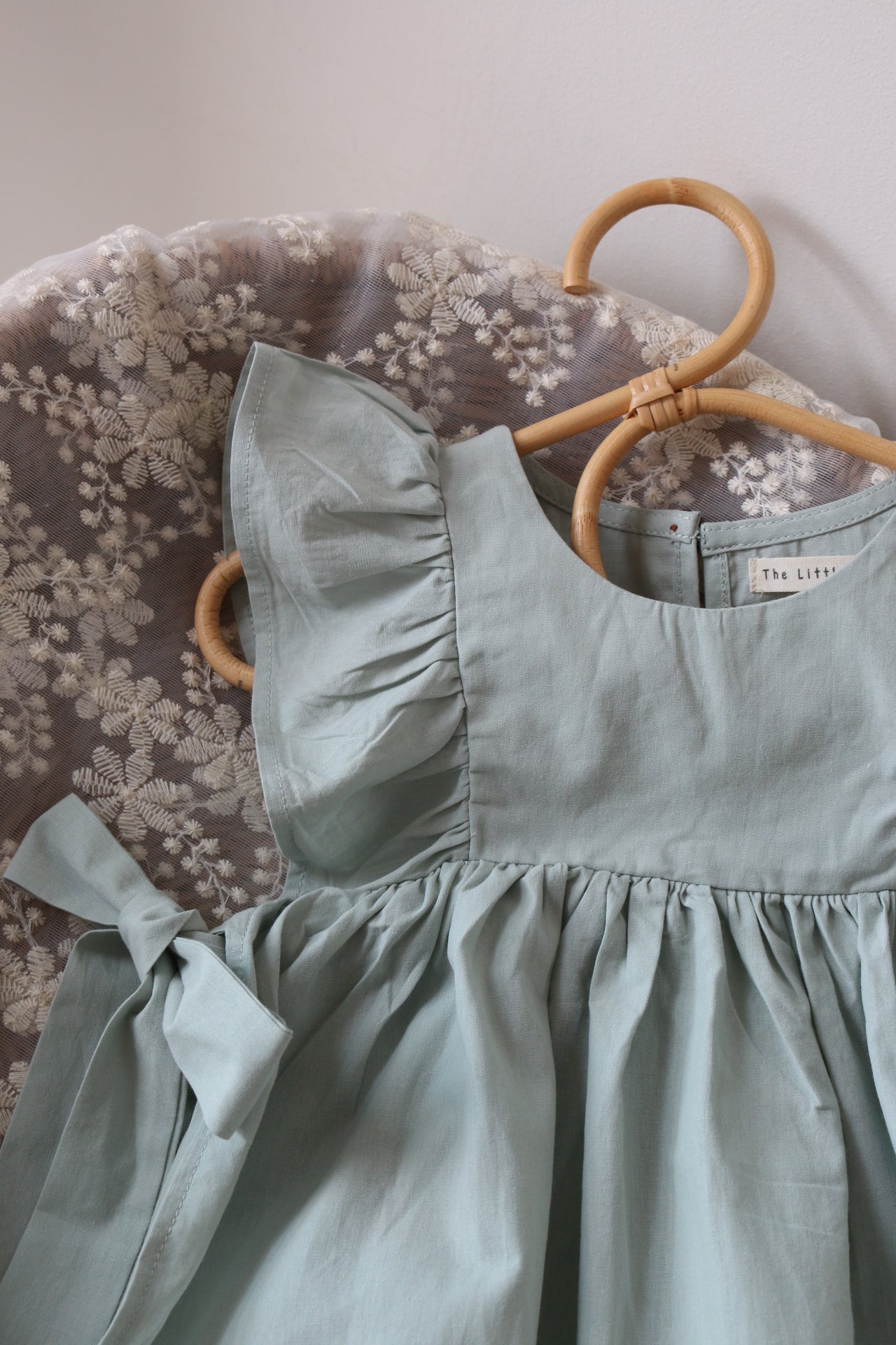 SOFT COTTON RUFFLE PINAFORE | DUCK EGG