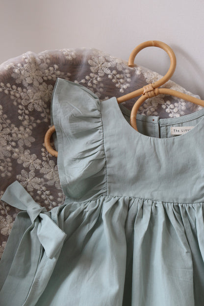SOFT COTTON RUFFLE PINAFORE | DUCK EGG