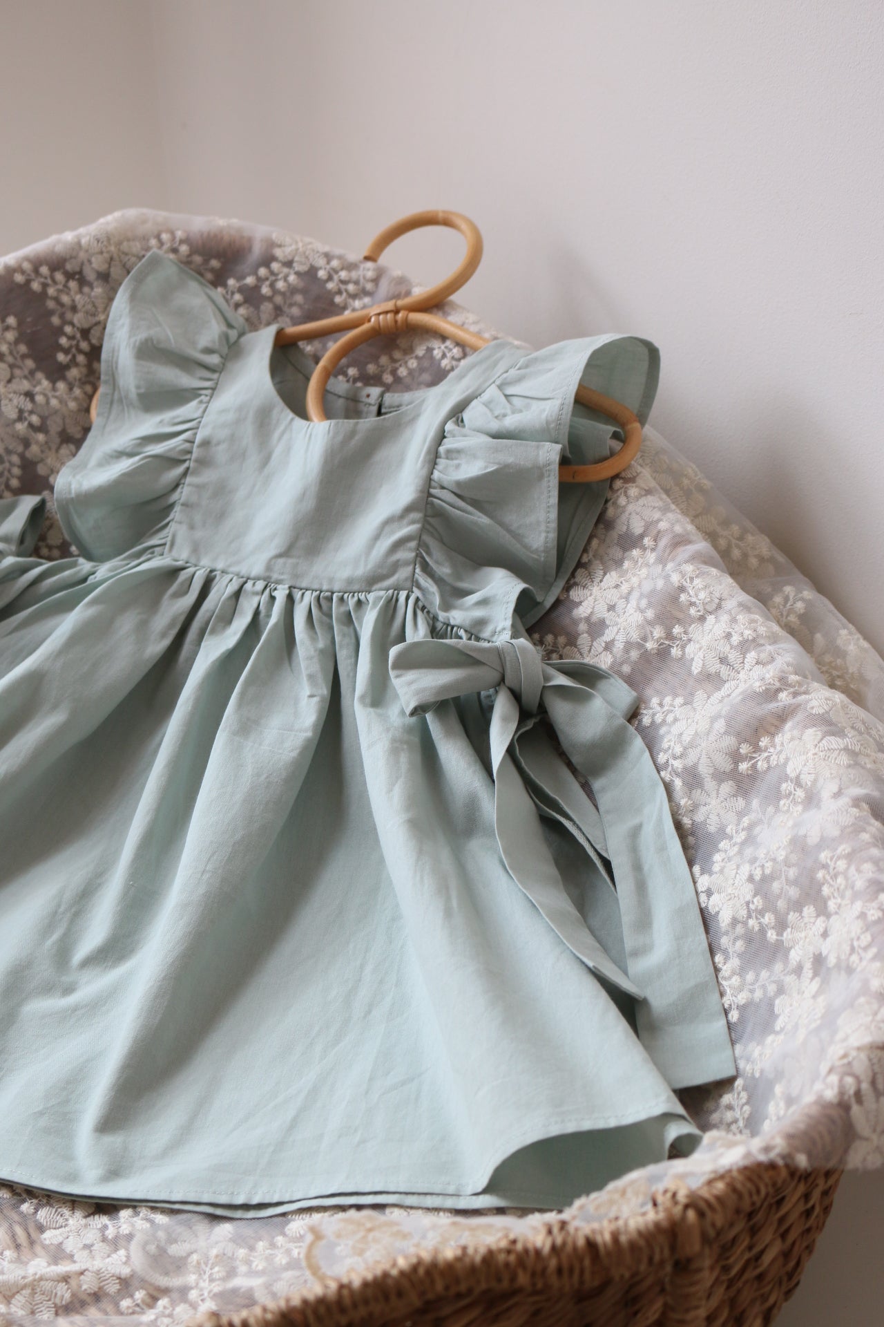 SOFT COTTON RUFFLE PINAFORE | DUCK EGG
