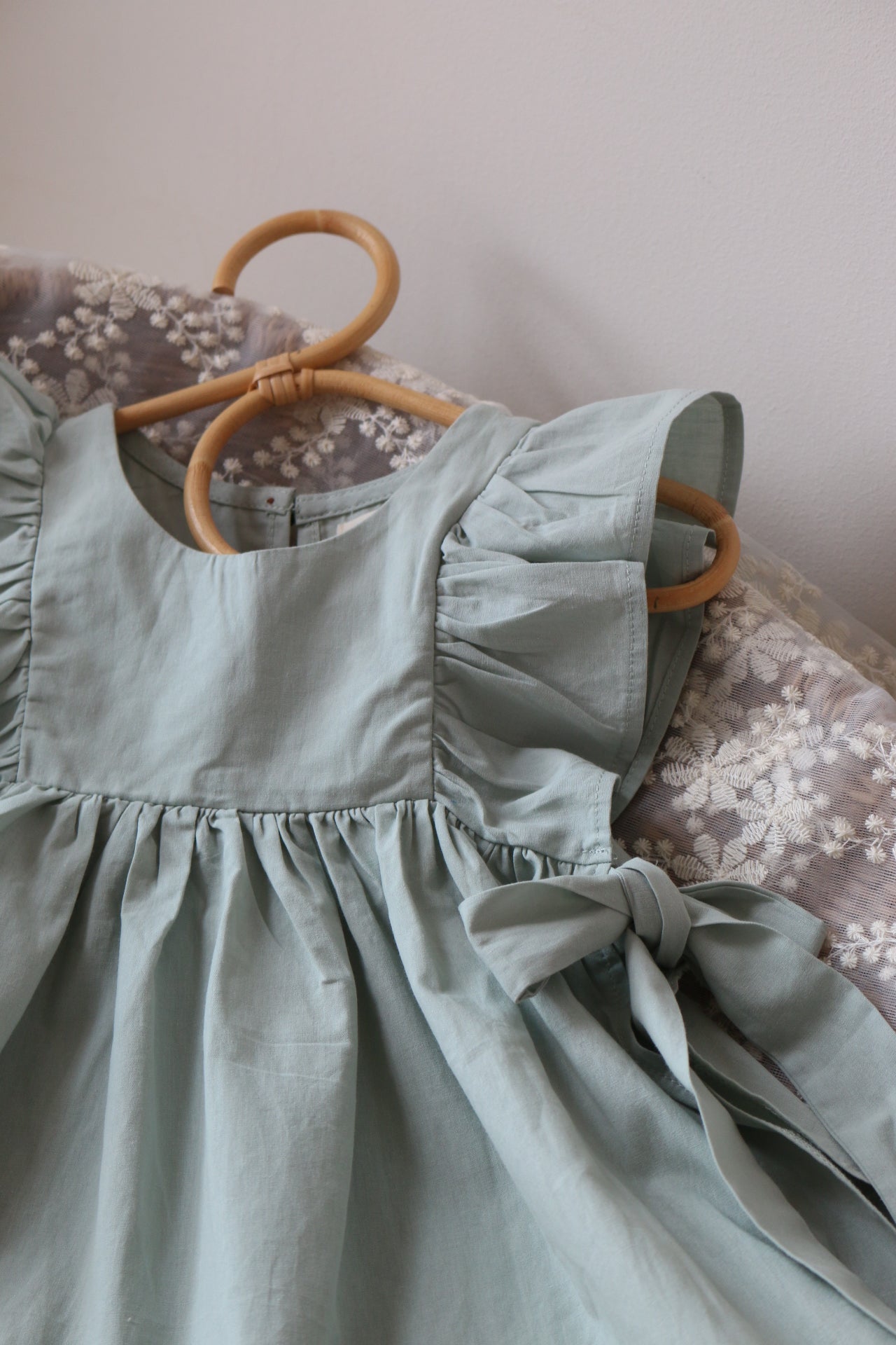 SOFT COTTON RUFFLE PINAFORE | DUCK EGG