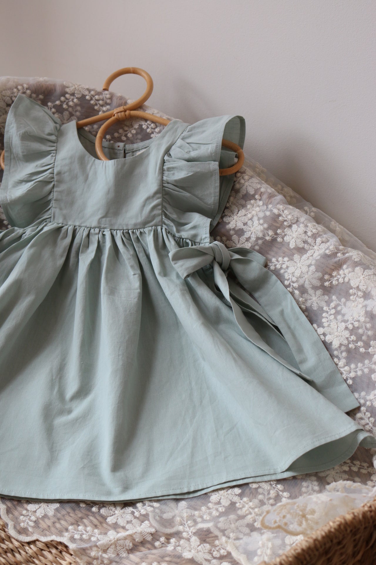 SOFT COTTON RUFFLE PINAFORE | DUCK EGG