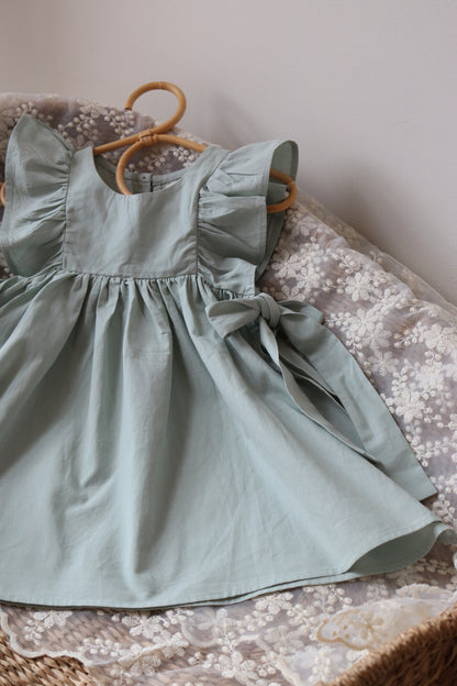 SOFT COTTON RUFFLE PINAFORE | DUCK EGG