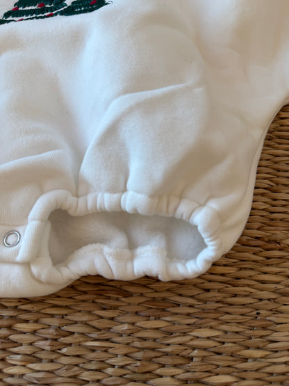 CHRISTMAS EMBROIDERED JERSEY PLUSH SNOW ROMPER