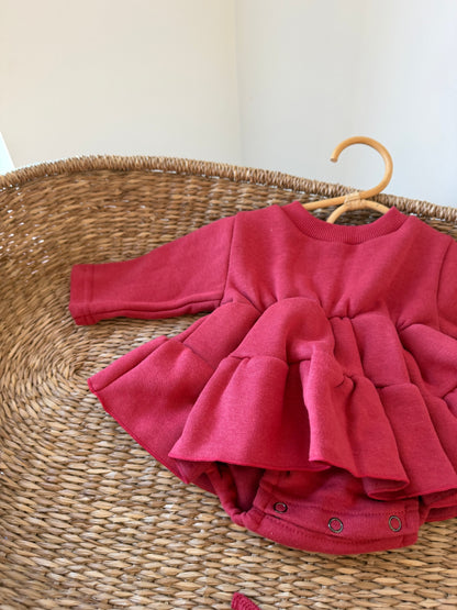 MIENBLOOM CLAUS COTTON PLUSH ROMPER WITH BONNET