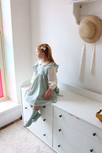 SOFT COTTON RUFFLE PINAFORE | DUCK EGG