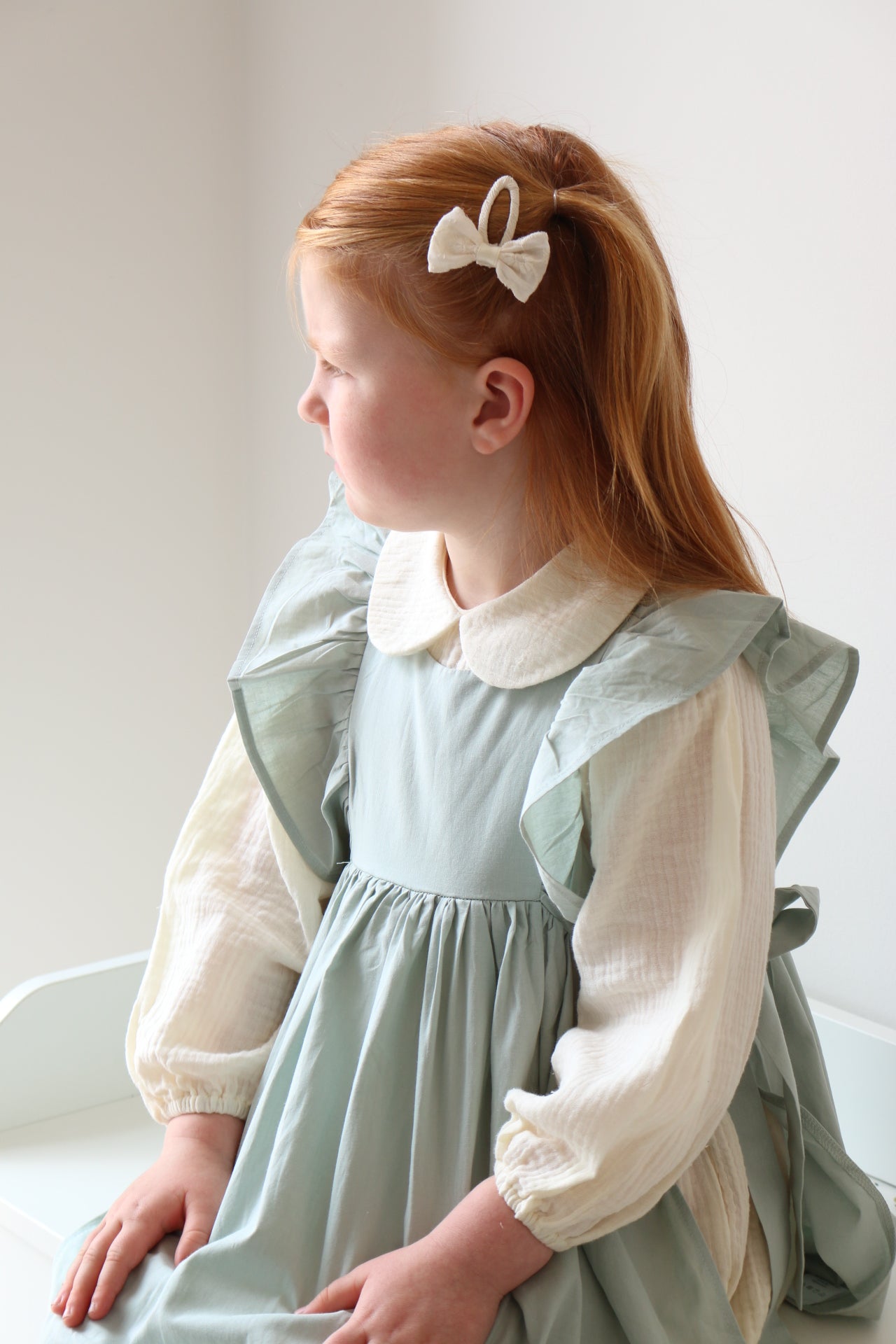 SOFT COTTON RUFFLE PINAFORE | DUCK EGG
