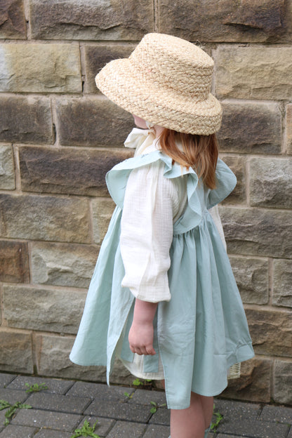 SOFT COTTON RUFFLE PINAFORE | DUCK EGG