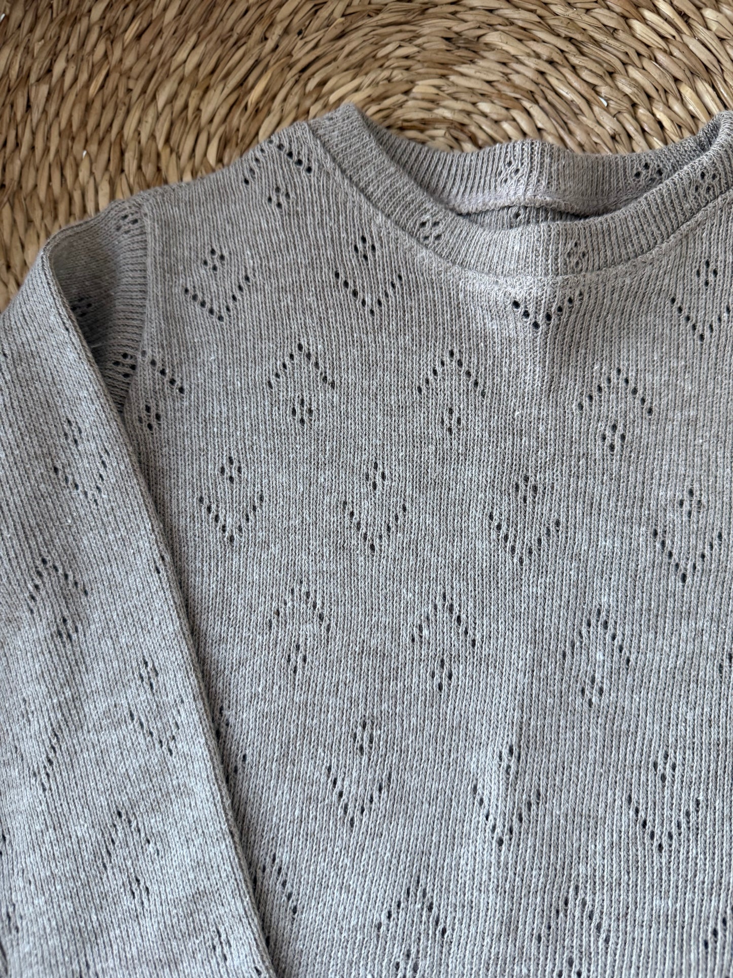 POINTELLE COTTON LONG SLEEVE BRODERIE FRILL TOP