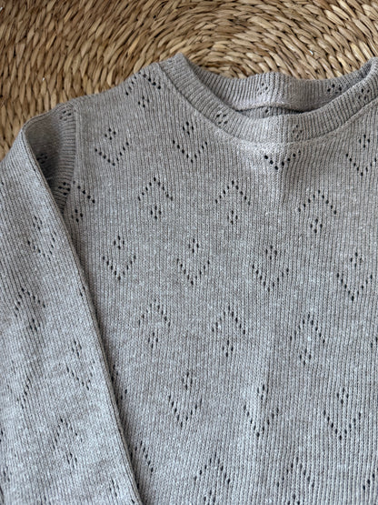 POINTELLE COTTON LONG SLEEVE BRODERIE FRILL TOP