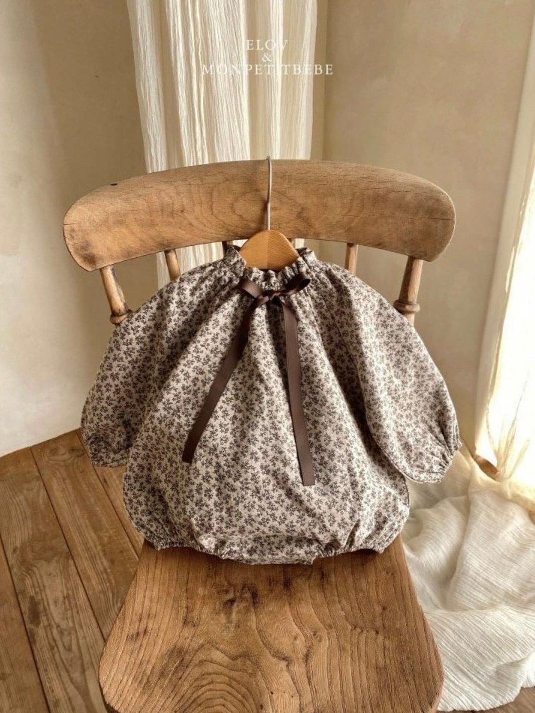 PETIT FLORAL PUFF SLEEVE BOW ROMPER