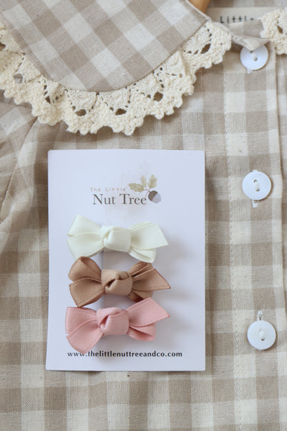 PETITE SILK RIBBON BOW TRIO | ROSE BUNCH
