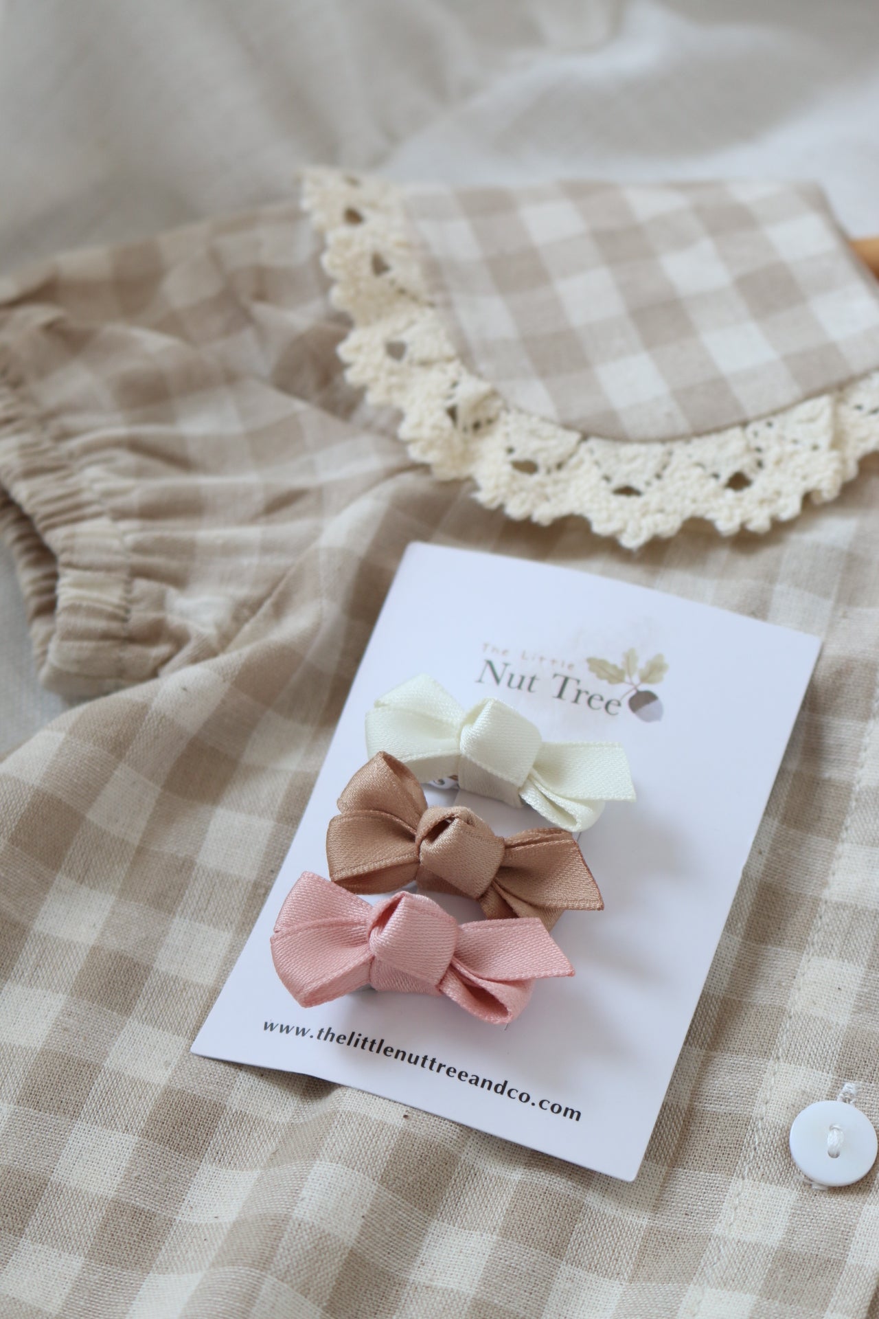 PETITE SILK RIBBON BOW TRIO | ROSE BUNCH
