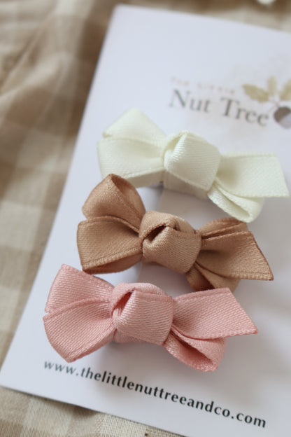 PETITE SILK RIBBON BOW TRIO | ROSE BUNCH