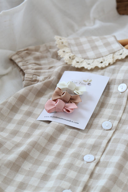 PETITE SILK RIBBON BOW TRIO | ROSE BUNCH