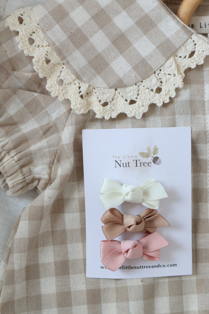 PETITE SILK RIBBON BOW TRIO | ROSE BUNCH