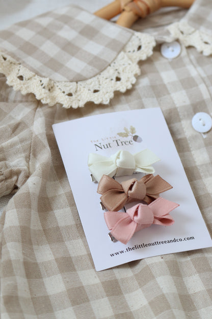 PETITE SILK RIBBON BOW TRIO | ROSE BUNCH