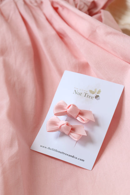 PETITE SILK RIBBON BOW SET | PEONY PINK