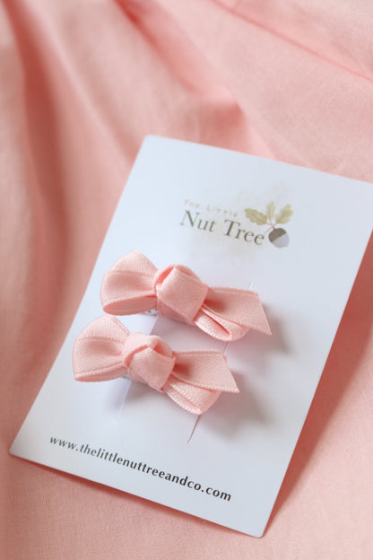 PETITE SILK RIBBON BOW SET | PEONY PINK