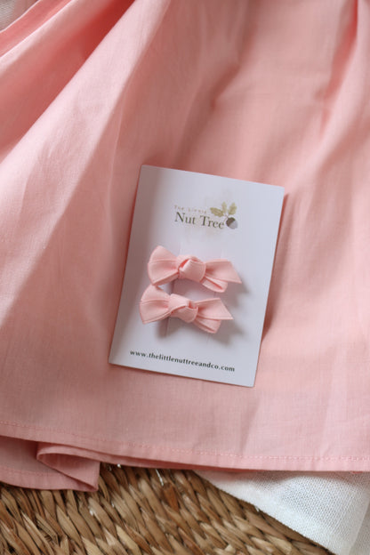PETITE SILK RIBBON BOW SET | PEONY PINK