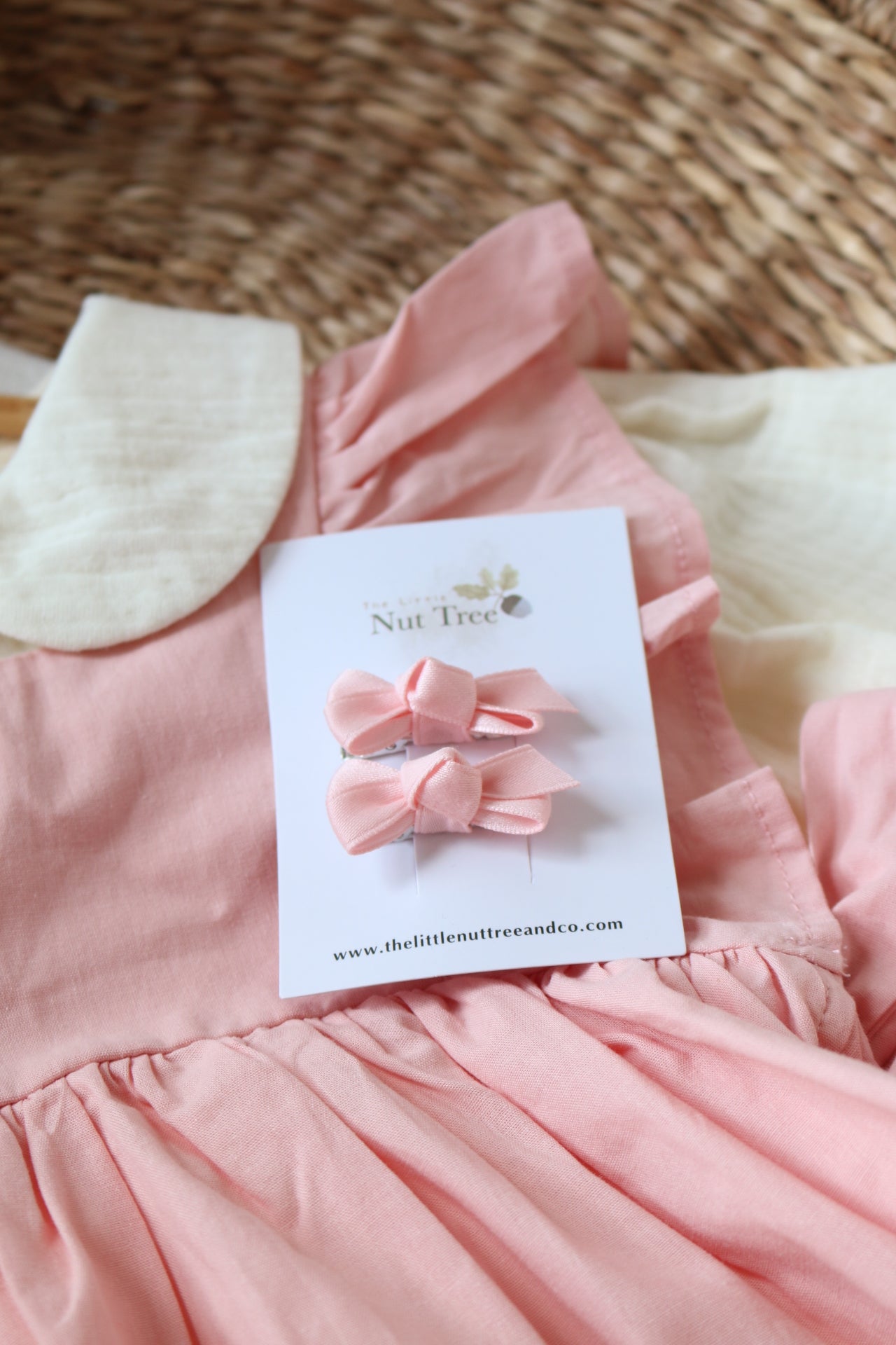 PETITE SILK RIBBON BOW SET | PEONY PINK
