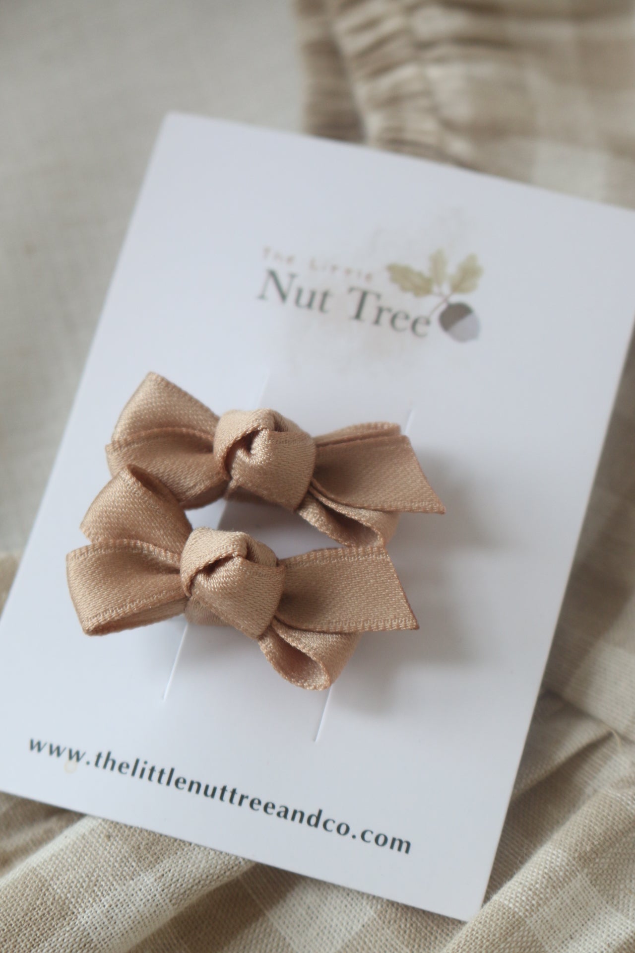PETITE SILK RIBBON BOW SET | TAUPE