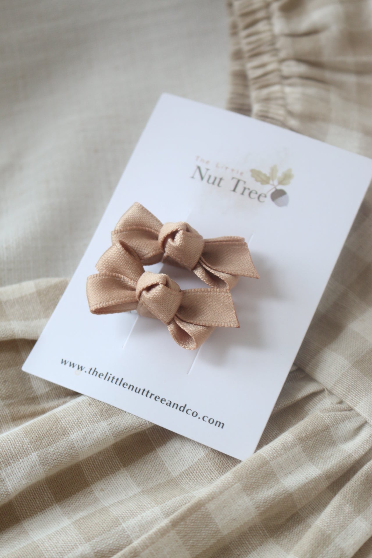 PETITE SILK RIBBON BOW SET | TAUPE