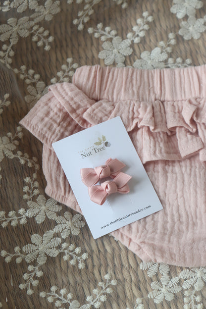 PETITE SILK RIBBON BOW SET | DEEP ROSE