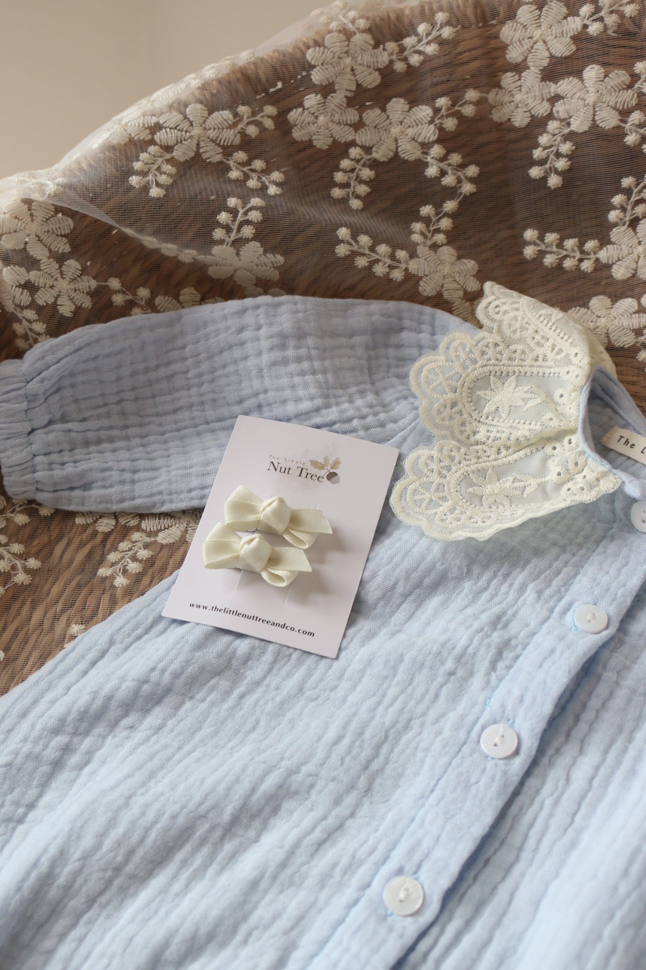 PETITE SILK RIBBON BOW SET | CREAM