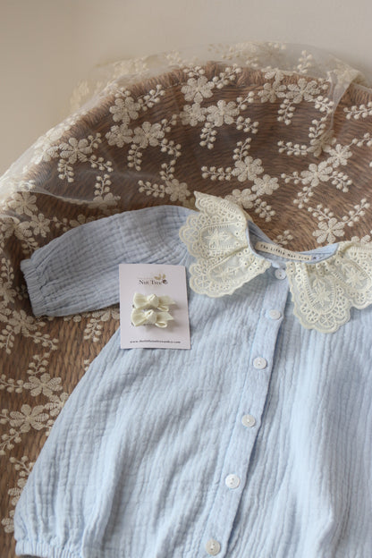PETITE SILK RIBBON BOW SET | CREAM