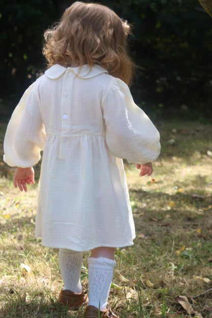 MUSLIN COTTON SMOCK DRESS | SOFT CREAM