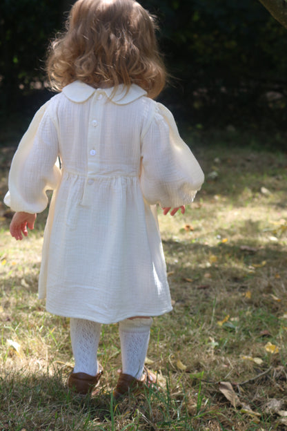 MUSLIN COTTON SMOCK DRESS | SOFT CREAM