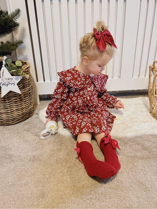 BERRY BRUSHED COTTON SMOCK DRESS