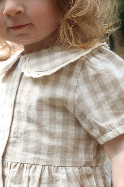 GINGHAM COTTON SMOCK DRESS | OAT & CREAM