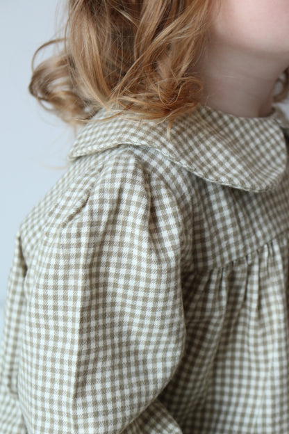 BRUSHED COTTON GINGHAM SMOCK ROMPER | OAT & FERN