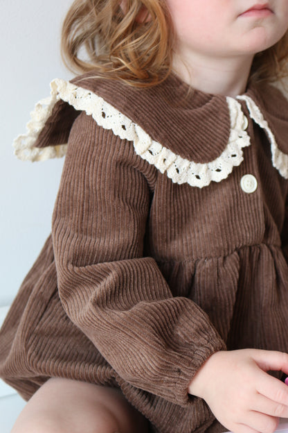 CORDUROY SOFT COTTON ROMPER | MOCHA
