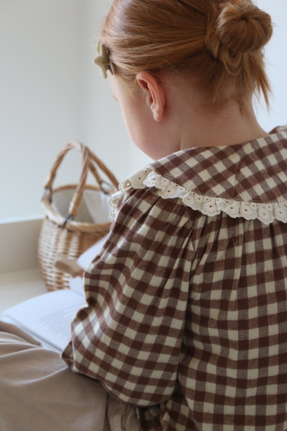 BRUSHED COTTON GINGHAM BLOUSE | CHOCOLATE & OAT