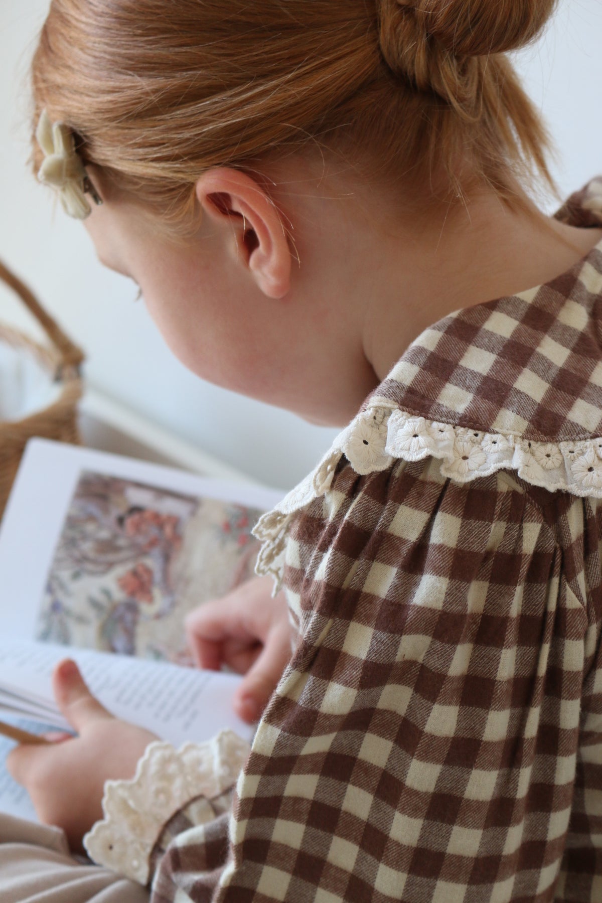 BRUSHED COTTON GINGHAM BLOUSE | CHOCOLATE & OAT