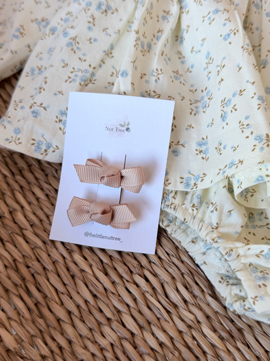 PETIT RIBBON BOW SET - BEIGE
