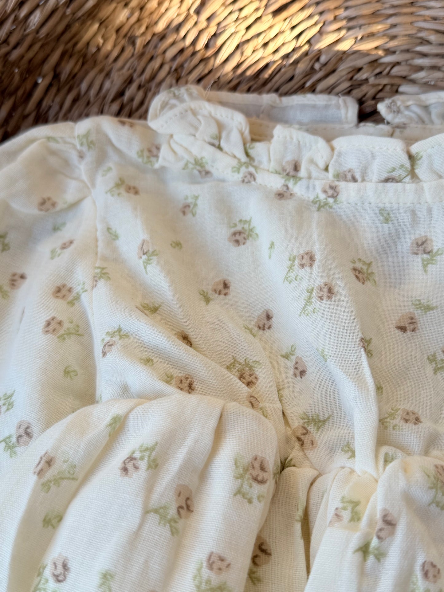 DAINTY FLORAL MUSLIN COTTON SKIRTED ROMPER