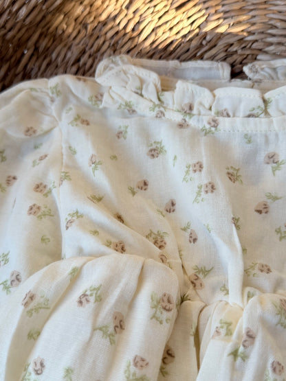 DAINTY FLORAL MUSLIN COTTON SKIRTED ROMPER
