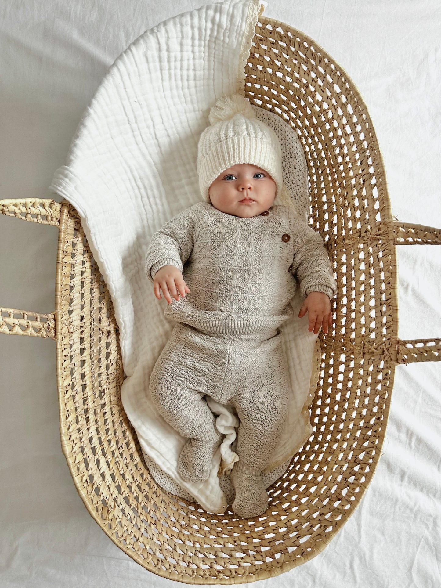 GREY SOFT KNITTED POINTELLE TWO PIECE