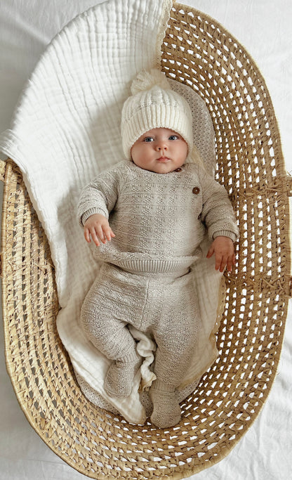 GREY SOFT KNITTED POINTELLE TWO PIECE