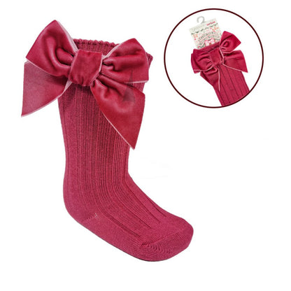 VELVET BOW KNEE SOCKS