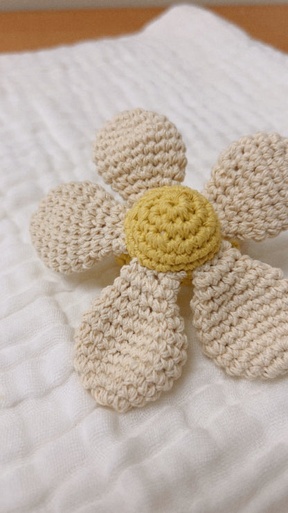 Daisy Crochet Baby Rattle Cream/Yellow image 5