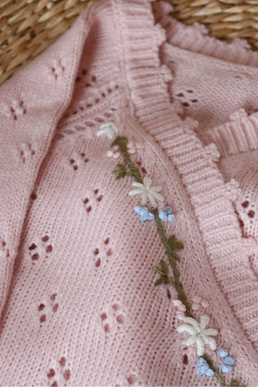 Floral Embroidery Pointelle Wrap Romper image 3
