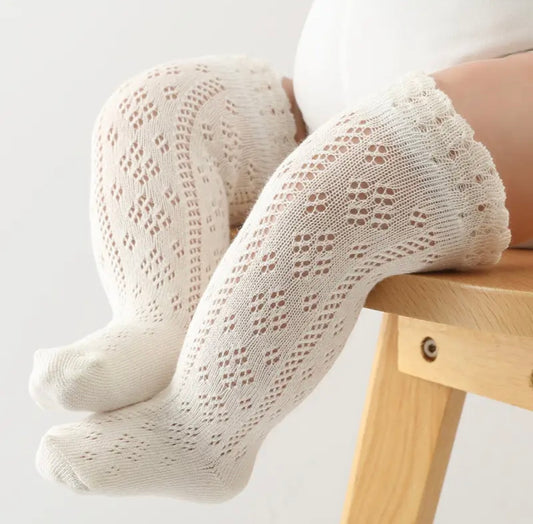 Ivory Openwork Ruffle Top Socks image 0