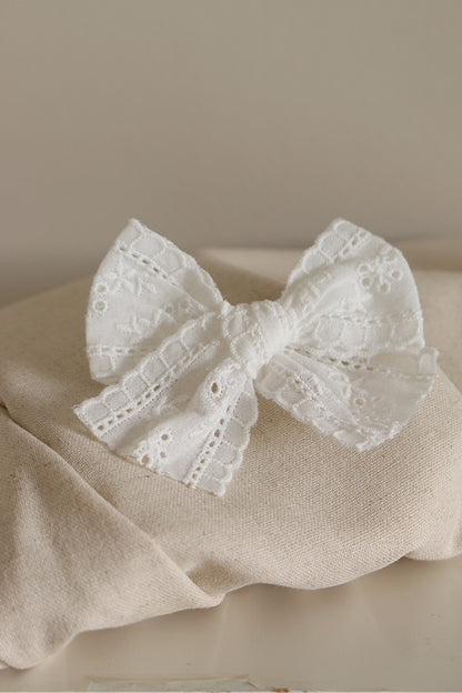 White Broderie Anglais Dainty Bow image 0