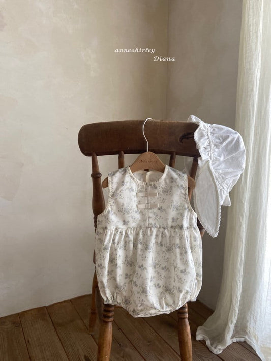Ditsy Floral Print Cotton Bow Romper - Anne Shirley image 0