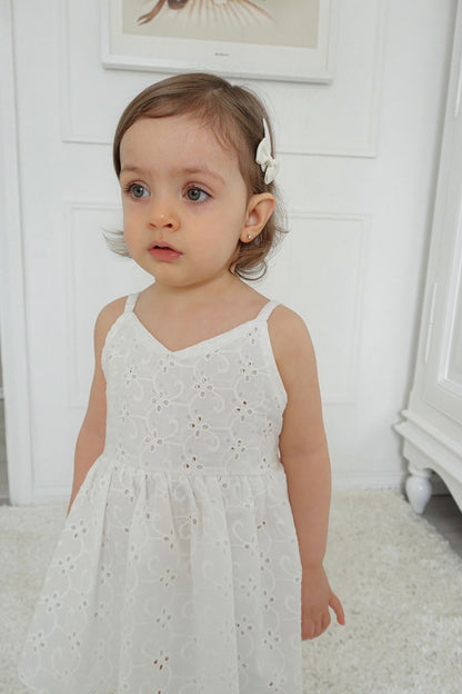 White Broderie Cotton Skirted Romper image 5